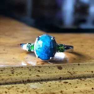 Natural Shadowkite Chrome Diopside Sterling Silver Ring Size 9